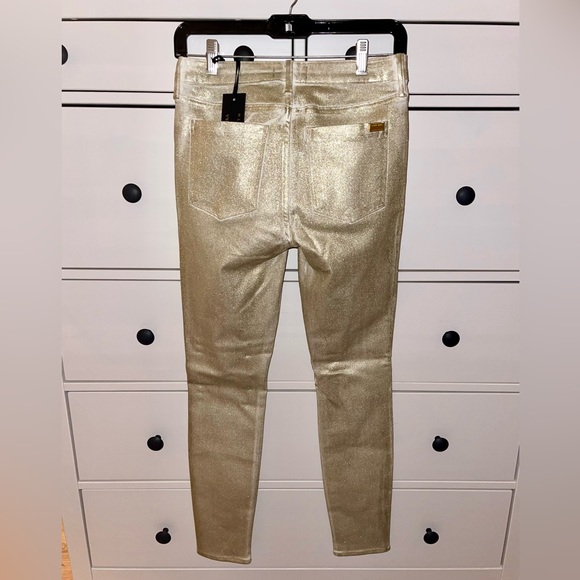 NWT Badgley Mischka X Parker Smith - Gold Mid-Rise Skinny LIMITED EDITION - Picture 11 of 14